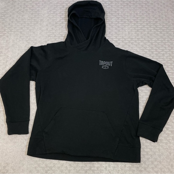 Tapout Mens Solid Black Logo Hoodie Size Large Cotton/poly Pouch Y2K - Picture 1 of 6
